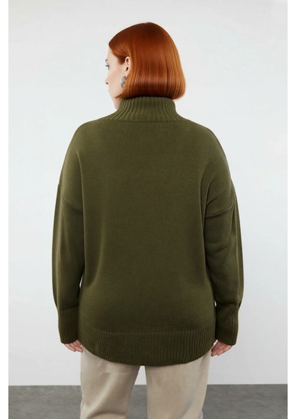 Kadınlar Için Rahat Relaxed Kalıp Düşük Kol Dik Yaka Triko Kazak Kış Günleri Ideal Seçim fırsatları