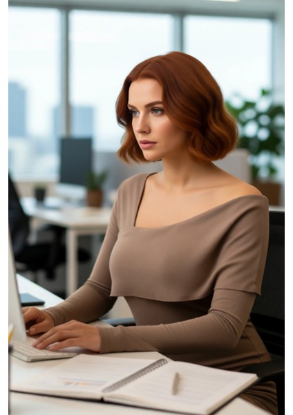 Kadın Asimetrik Yaka Uzun Kollu Modern Triko Kazak Şık Gündüz Gece Kombinleri Için Konforlu ve Zarif modelleri