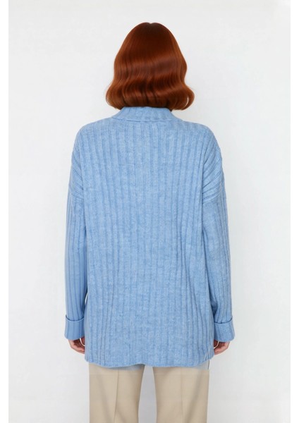 Kadın Ekru Relaxed Fit Düğmeli Yaka Düşük Kol Triko Kazak Kış Günleri Için Ideal Şıklık Kaliteli fırsatları