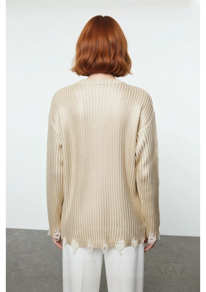 Kadın Relaxed Kalıp Bisiklet Yaka Düşük Kol Ribana Triko Kazak Sonbahar Kış Stili Basic Siluet fırsatları