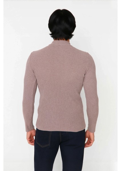 Erkek Fitted Dar Kalıp Dik Yaka Uzun Kol Fitilli Triko Kazak Kış Günleri Için Şık ve Rahat Seçim fırsatları