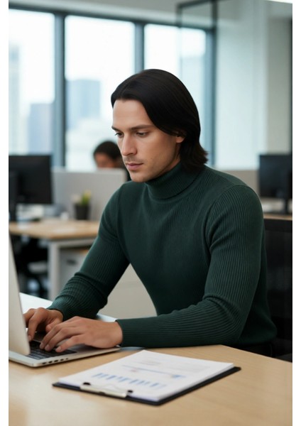 Erkek Fitted Balıkçı Yaka Fitilli Triko Kazak Kış Günleri Için Ideal Şıklığı ve Konforu Sunar modelleri