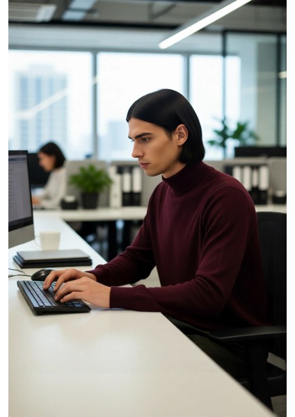 Erkek Fitted Kalıp Yarım Balıkçı Yaka Triko Kazak Kış Sezonu Için Modern ve Şık Bir Seçim Kaliteli modelleri