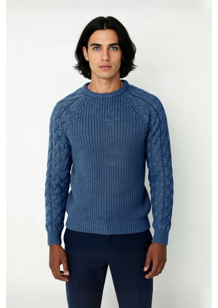 Unisex Casual Regular Fit Bisiklet Yaka Saç Örgü Desenli Kalın Triko Kazak Kış Kombinleri Için Ideal fiyatları