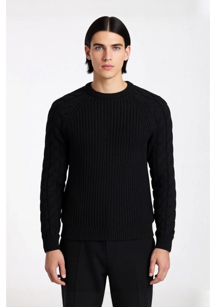 Unisex Casual Regular Fit Bisiklet Yaka Saç Örgü Desenli Kalın Triko Kazak Kış Kombinleri Için Ideal fiyatları