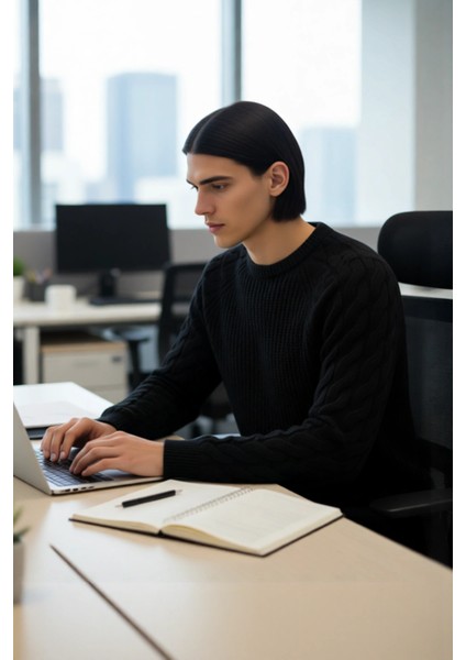 Unisex Casual Regular Fit Bisiklet Yaka Saç Örgü Desenli Kalın Triko Kazak Kış Kombinleri Için Ideal modelleri