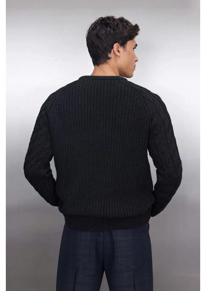 Unisex Casual Regular Fit Bisiklet Yaka Saç Örgü Desenli Kalın Triko Kazak Kış Kombinleri Için Ideal fırsatları