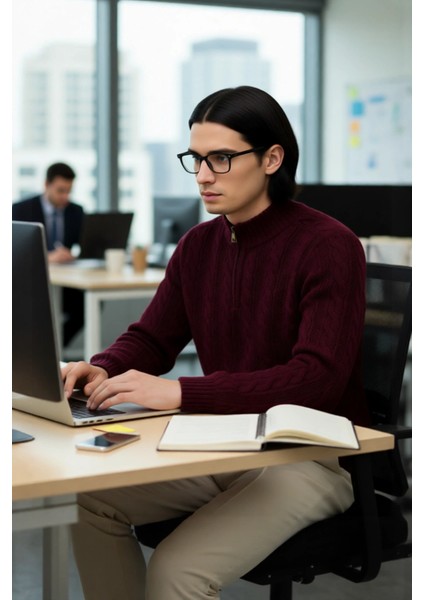 Unisex Regular Fit Fermuarlı Yarım Balıkçı Yaka Kalın Saç Örgü Triko Kazak Kışlık Kombinlerinize modelleri