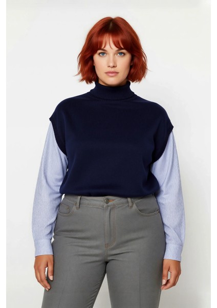 Kadın Relaxed Kalıp Dik Yaka Kolsuz Triko Süveter Şık ve Konforlu Günlük Basic Akrilik Kışlık fiyatları