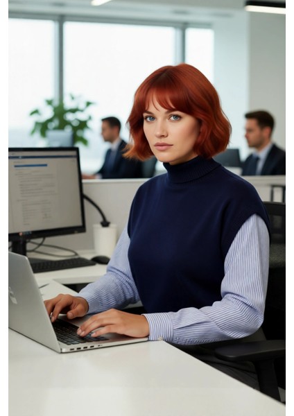 Kadın Relaxed Kalıp Dik Yaka Kolsuz Triko Süveter Şık ve Konforlu Günlük Basic Akrilik Kışlık modelleri