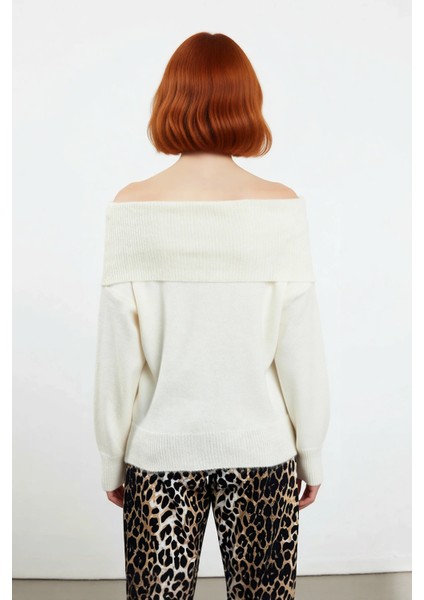 Kadınlara Özel Regular Kalıp Carmen Yaka Triko Kazak Kış Şıklığı Için Ideal Uzun Kollu Tasarım fırsatları