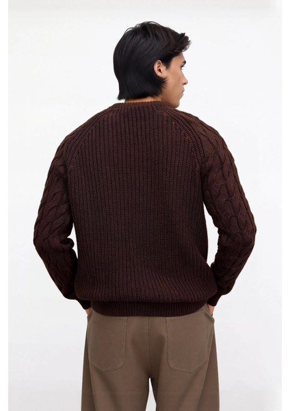 Unisex Casual Regular Fit Bisiklet Yaka Saç Örgü Desenli Kalın Triko Kazak Kış Kombinleri Için Ideal fırsatları