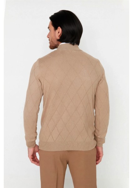 Erkek Regular Fit Pamuklu Akrilik Karışımlı Yarım Balıkçı Fermuarlı Triko Kazak Kışlık Şıklık fırsatları