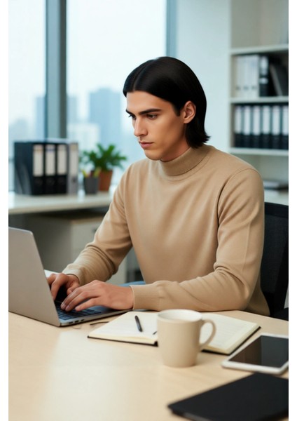 Erkek Regular Fit Dik Yaka Düz Triko Kazak Kışlık Basic Yumuşak Yapısıyla Günlük Kombinler Için modelleri