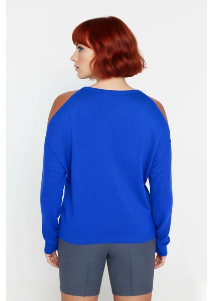 Kadın Relaxed Kalıp Dik Yaka Düşük Uzun Kollu Omzu Açık Detaylı Modern Konforlu Triko Kazak fırsatları