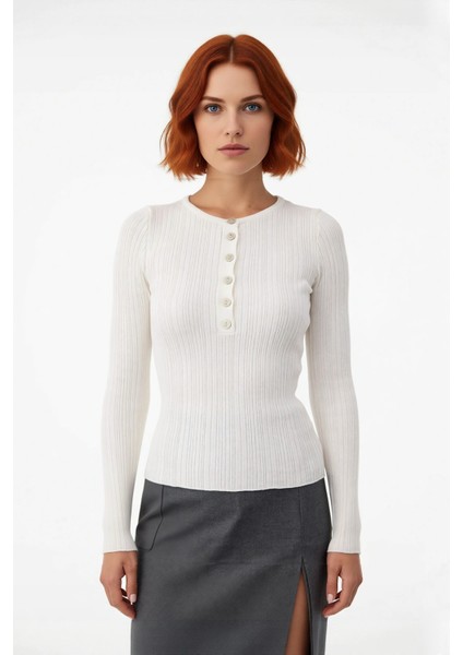 Kadın Fitted Vücuda Oturan Fitilli Bisiklet Yaka Uzun Kollu Triko Kazak Ilkbahar Sonbahar Günlük fiyatları