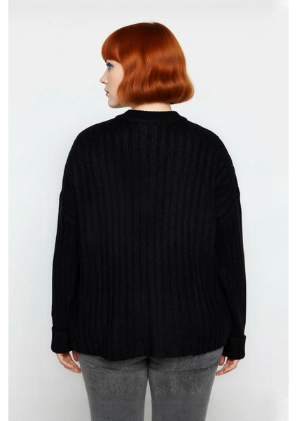 Kadın Relaxed Kalıp Dik Yaka Fitilli Dokuma Düğmeli Triko Kazak Kış Günleri Için Konfor ve Şıklık fırsatları