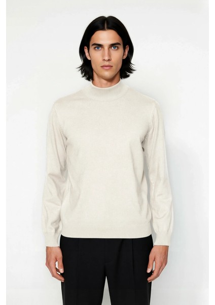 Erkek Regular Fit Dik Yaka Düz Triko Kazak Kışlık Basic Yumuşak Yapısıyla Günlük Kombinler Için fiyatları