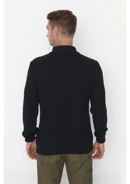 Erkek Regular Fit Düz Fermuarlı Dik Yaka Triko Kazak Kışlık Soğuk Hava Şıklığı Için Mükemmel Seçim. fırsatları
