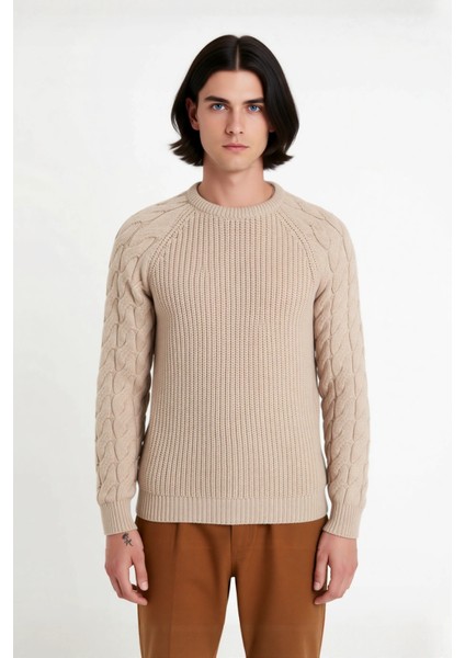 Unisex Casual Regular Fit Bisiklet Yaka Saç Örgü Desenli Kalın Triko Kazak Kış Kombinleri Için Ideal fiyatları