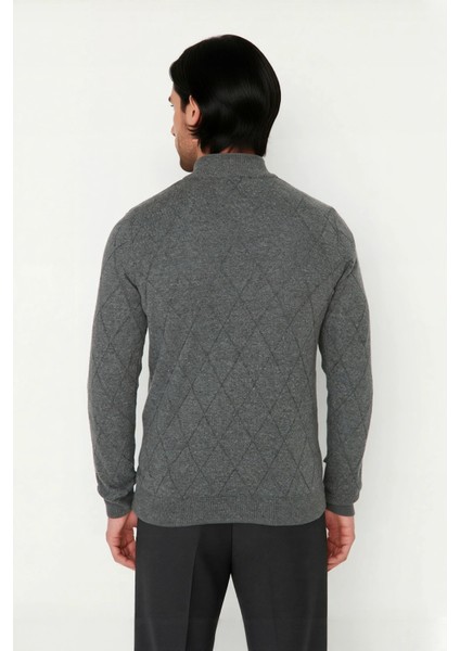 Erkek Regular Fit Pamuklu Akrilik Karışımlı Yarım Balıkçı Fermuarlı Triko Kazak Kışlık Şıklık fırsatları