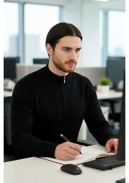 Erkek Regular Fit Pamuklu Akrilik Karışımlı Yarım Balıkçı Fermuarlı Triko Kazak Kışlık Şıklık modelleri