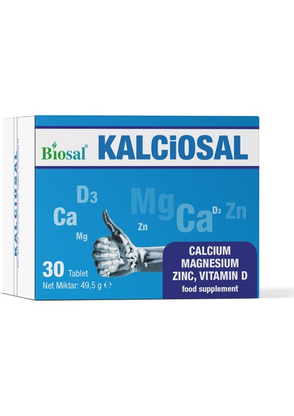 Kalsiyum Magnezyum Çinko D Vitamini – Kemik ve Bağışıklık Desteği – 30 Tablet
