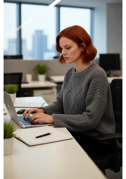 Kadın Oversize Saç Örgü Detaylı Kalın Triko Kazak Kışlık Rahat Bisiklet Yaka Standart Kol Kaliteli modelleri