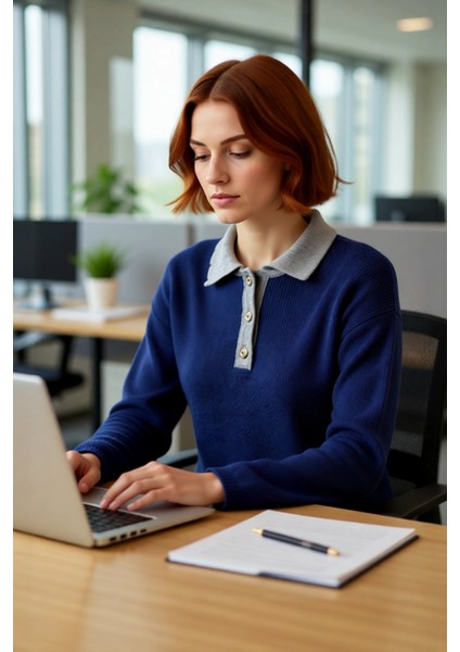 Kadın Oversize Polo Yaka Triko Kazak Renk Bloklu Yumuşak Dokulu Rahat Kışlık Giyim Şıklığı modelleri