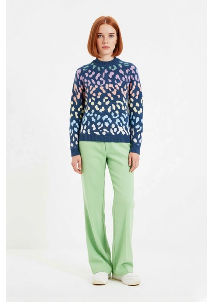 Kadın Oversize Bisiklet Yaka Animal Desenli Triko Kazak Kışlık Kombinlerin Gözdesi Uzun Kollu Rahat fiyatları