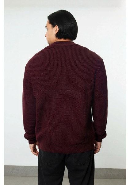 Erkek Regular Kalıp Düz Akrilik Triko Yarım Fermuarlı Dik Yaka Büyük Beden Kazak Kaliteli Şık fırsatları