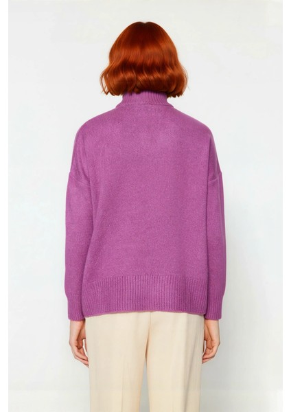 Kadın Oversize Düşük Kol Dik Yaka Uzun Triko Kazak Basic Modern Rahat Kış Günlük Şıklığı Sunar fırsatları
