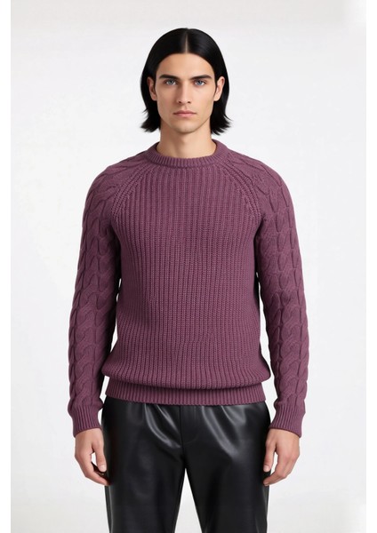 Unisex Casual Regular Fit Bisiklet Yaka Saç Örgü Desenli Kalın Triko Kazak Kış Kombinleri Için Ideal fiyatları