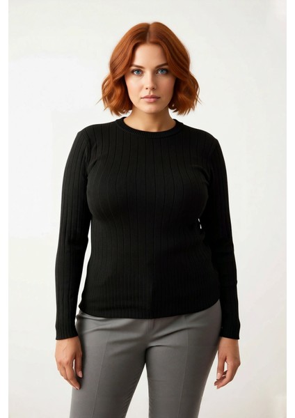 Kadın Fitilli Bodycone Ince Triko Bluz Bisiklet Yaka Standart Kol Günlük Şık Kombinler Için Ideal fiyatları