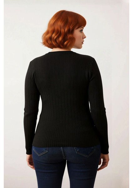 Kadın Fitilli Bodycone Ince Triko Bluz Bisiklet Yaka Standart Kol Günlük Şık Kombinler Için Ideal fırsatları