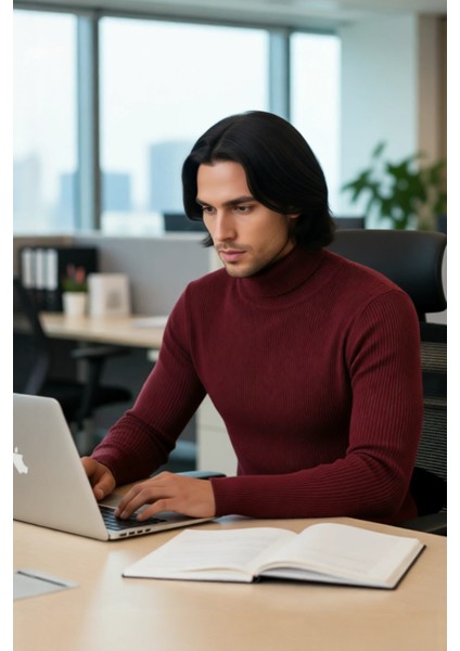 Erkek Fitted Balıkçı Yaka Fitilli Triko Kazak Kış Günleri Için Ideal Şıklığı ve Konforu Sunar modelleri