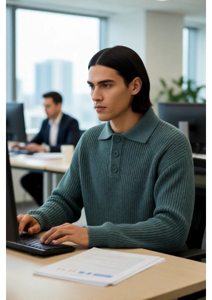 Unisex Oversize Fit Polo Yaka Basic Selanik Dokulu Triko Kazak Kışlık Kombinlerin Vazgeçilmezi modelleri
