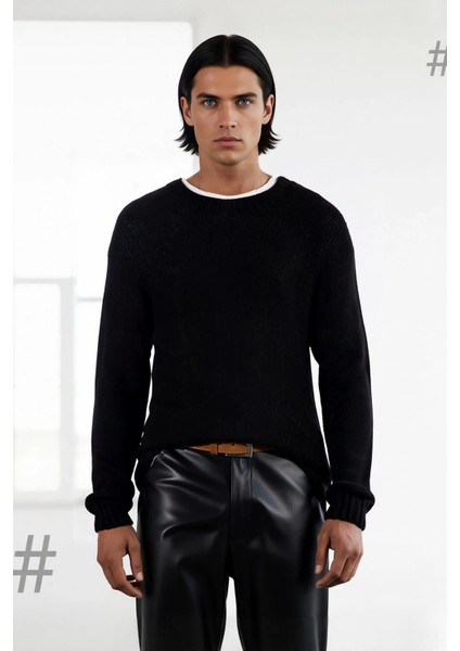 Erkek Fitted Kalıp Bisiklet Yaka Seamless Reglan Kol Basic Triko Kazak Sonbahar Kış Şıklığı fiyatları