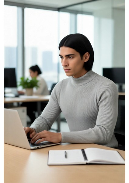 Erkek Fitted Dar Kalıp Dik Yaka Uzun Kol Fitilli Triko Kazak Kış Günleri Için Şık ve Rahat Seçim modelleri