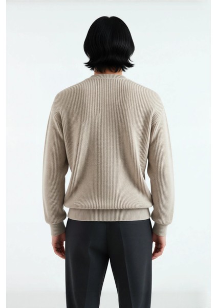 Erkek Oversize Kalıp Bisiklet Yaka Basic Selanik Dokulu Kalın Triko Kazak Kışlık Günlük Giyim Için fırsatları