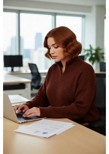 Kadın Relaxed Kalıp Düz Desen Dik Yaka Fermuarlı Triko Kazak Uzun Kollu Orta Kalınlık Basic Şık modelleri