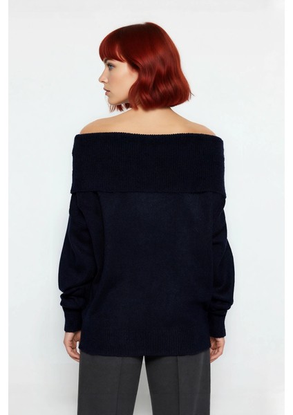 Kadınlara Özel Regular Kalıp Carmen Yaka Triko Kazak Kış Şıklığı Için Ideal Uzun Kollu Tasarım fırsatları