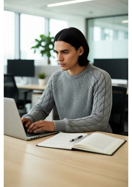 Unisex Casual Regular Fit Bisiklet Yaka Saç Örgü Desenli Kalın Triko Kazak Kış Kombinleri Için Ideal modelleri