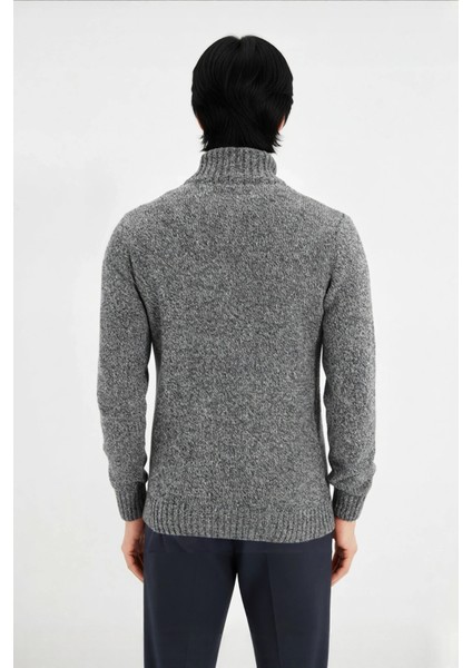 Erkek Gri Fitted Kesim Düğmeli Dik Yaka Kalın Triko Kazak Kışlık Günlük Kombinler Için Şık Seçim fırsatları