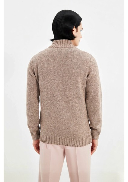 Erkek Gri Fitted Kesim Düğmeli Dik Yaka Kalın Triko Kazak Kışlık Günlük Kombinler Için Şık Seçim fırsatları