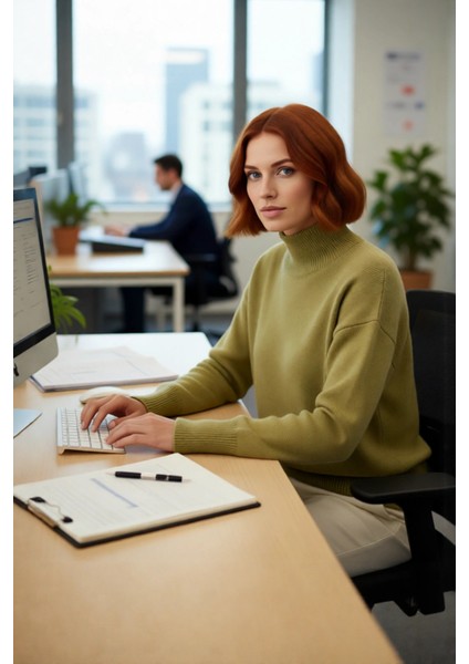 Kadın Oversize Düşük Kol Dik Yaka Düz Triko Kazak Kış ve Sonbahar Şıklığı Için Idealdir Kaliteli modelleri