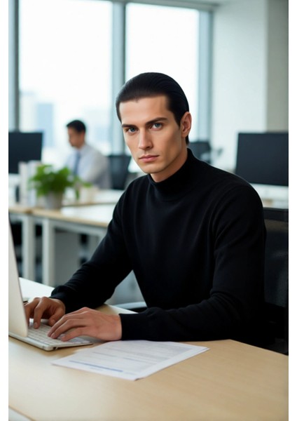 Erkek Regular Fit Dik Yaka Düz Triko Kazak Kışlık Basic Yumuşak Yapısıyla Günlük Kombinler Için modelleri