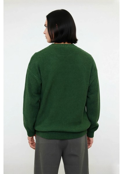 Erkek Oversize Kalıp Bisiklet Yaka Sargı Nakışlı Triko Kazak Günlük Kombinler Için Idealdir fırsatları