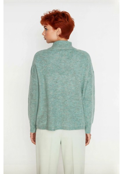 Kadın Oversize Düşük Kol Fermuarlı Dik Yaka Triko Selanik Örgü Basic Uzun Kollu Kazak Kaliteli fırsatları