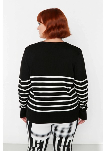 Kadın Çizgili Bisiklet Yaka Relaxed Kalıp Uzun Kollu Triko Kazak Günlük Şıklık ve Konfor Sunar fırsatları